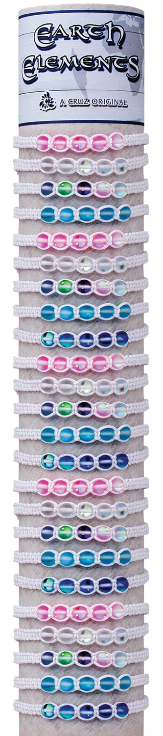 8MM Cracked Bead Slide Knot Adjustable Bracelet Assorted With Tube & Base BR0799-TUBE