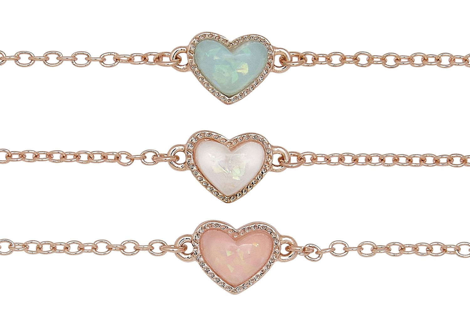 Sparkle Enamel Heart Pendant On Rose Gold Chain Anklet Assorted AK2414-RG