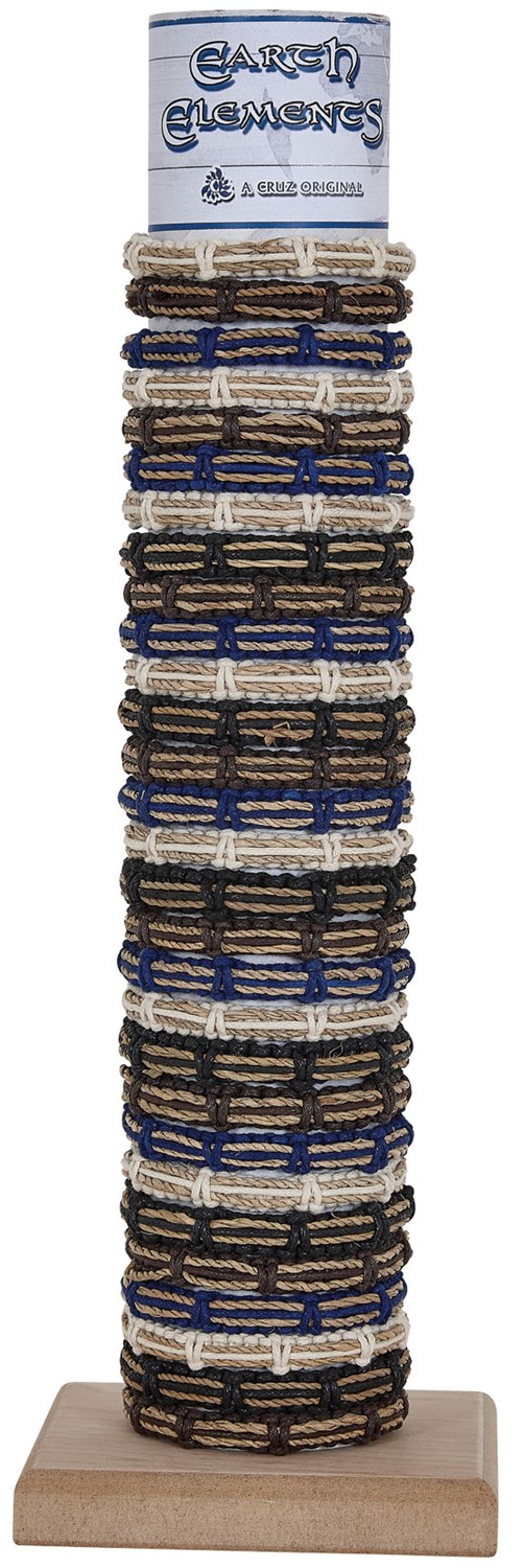 Colored Cord With Jute Adjustable Slide-Knot Bracelet Assorted With Tube & Base ZBR0690-TUBE