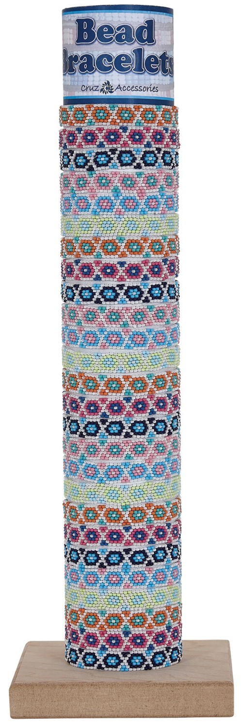 Seed Bead Hex Pattern Adjustable Slide-Knot Bracelet Assorted With Tube & Base BR0834-TUBE
