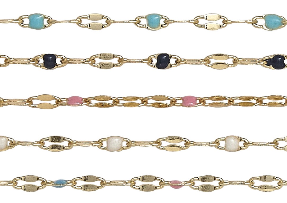 Gold Oval Chain With Clear Detail Necklace Assorted NK2656