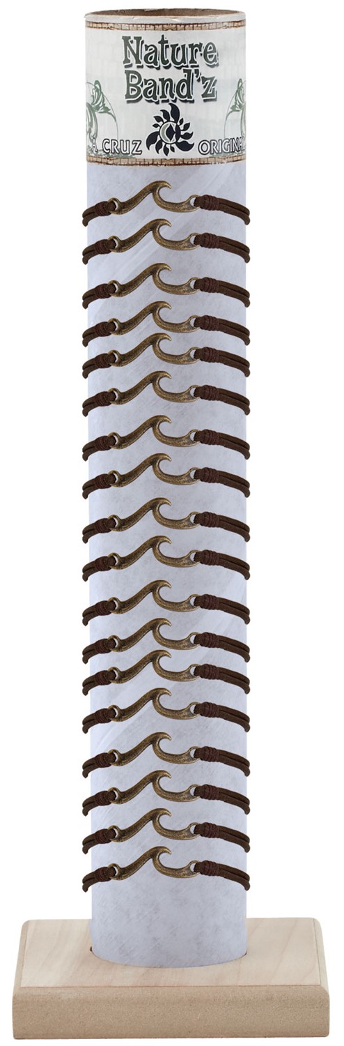 Open Wave Pendant On Leather Slide Knot Bracelet Assorted With Tube & Base ZBR0280-TUBE