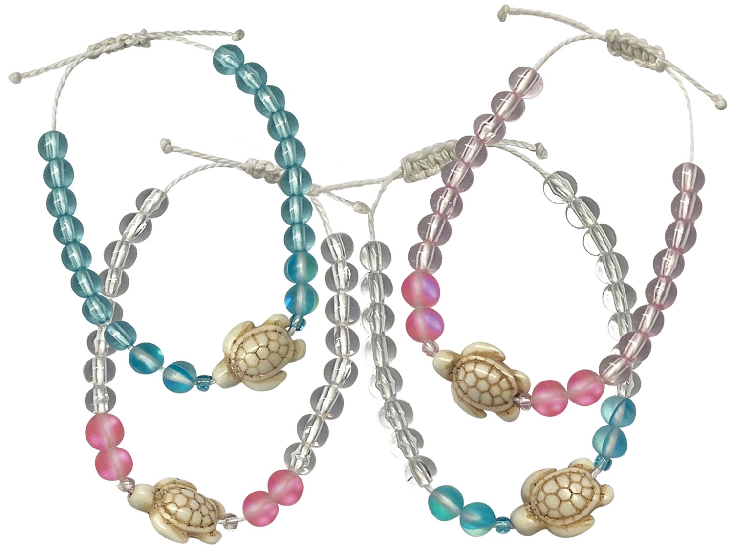 Colored Bead With Howlite Turtle Adjustable Slide Knot Bracelet (C) Assorted BR0776