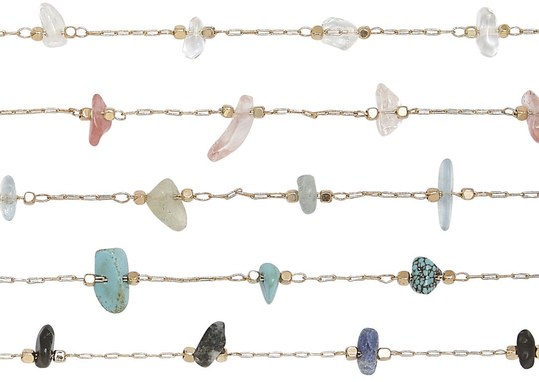 Stone Chip On Gold Chain Anklet Assorted AK1832