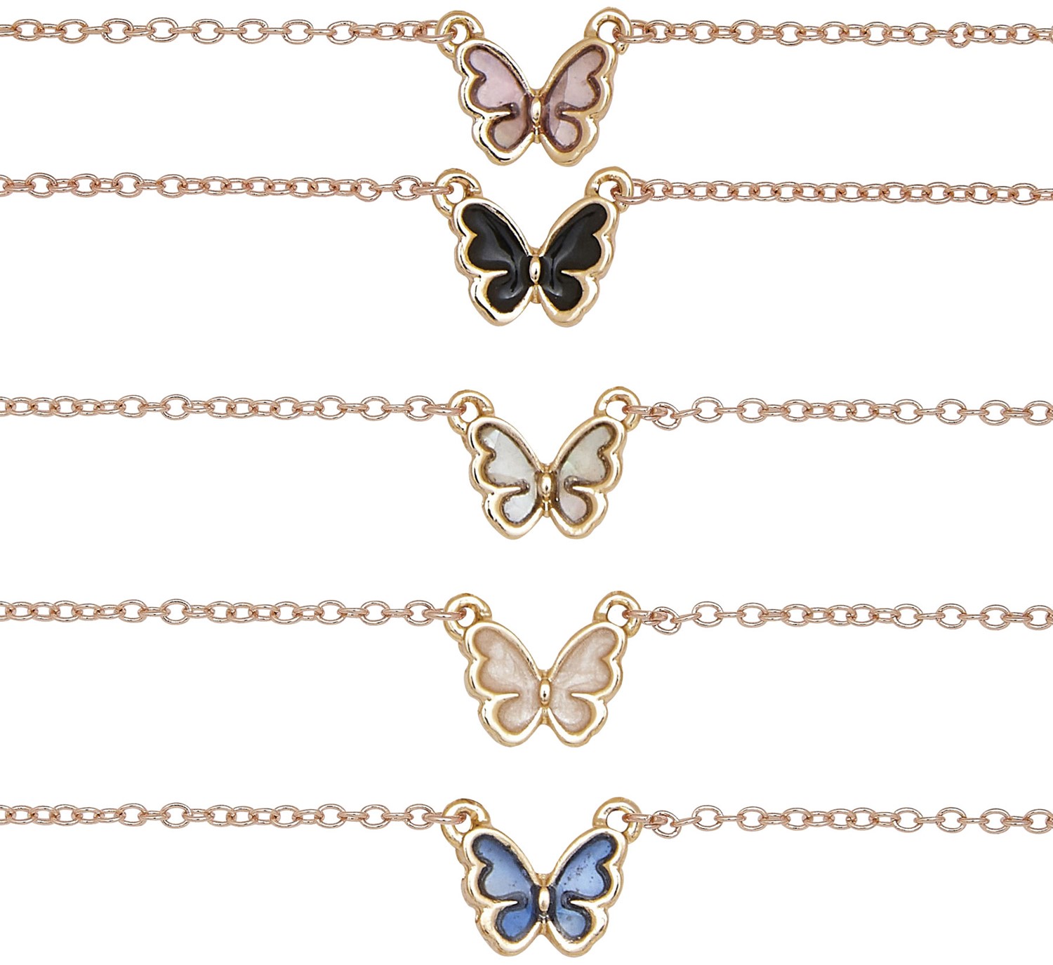 Gold Enamel Floating Butterfly Pendant Anklet Assorted AK2662-G