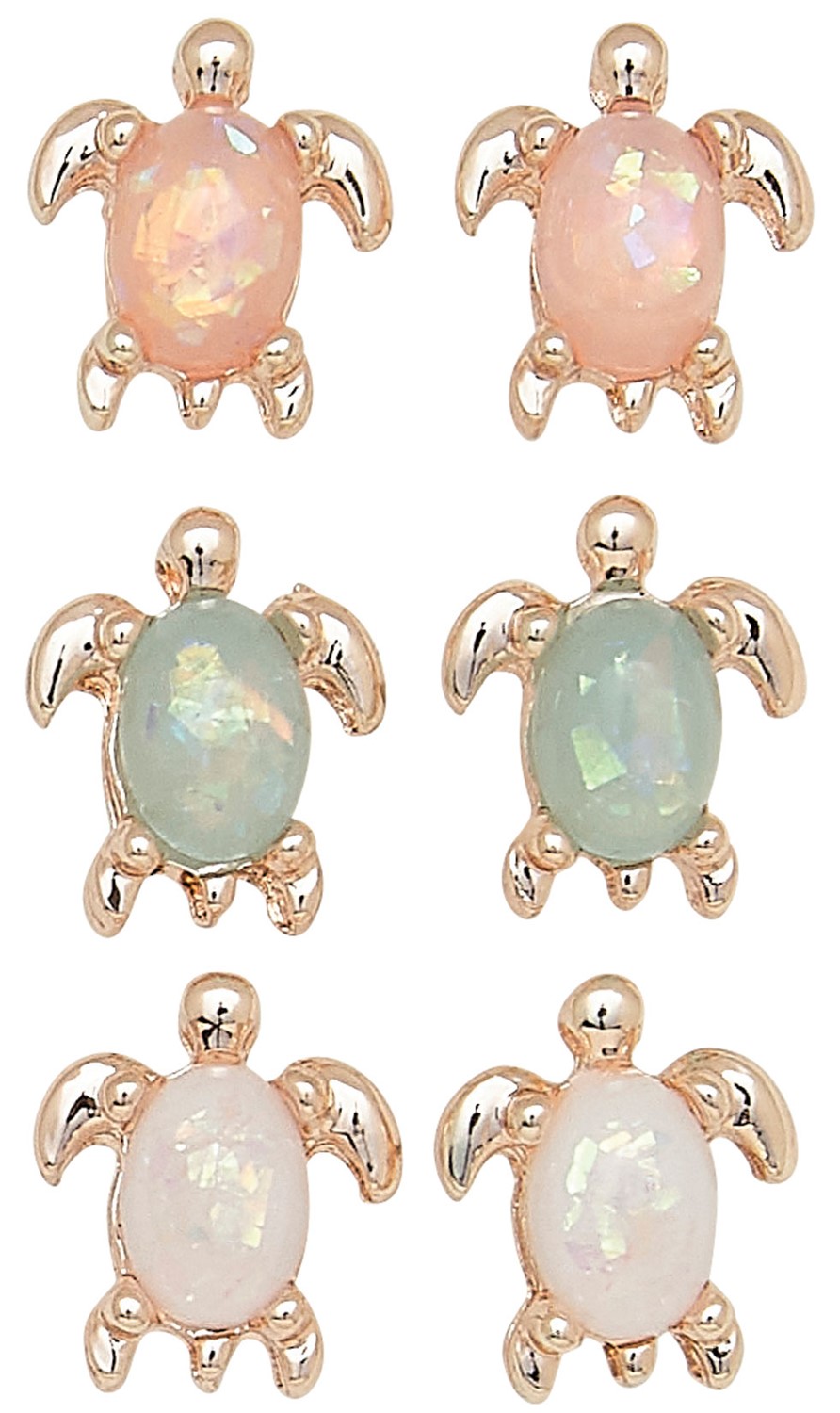 Rose Gold Sparkle Finish Sea Turtle Earrings Assorted ER2056