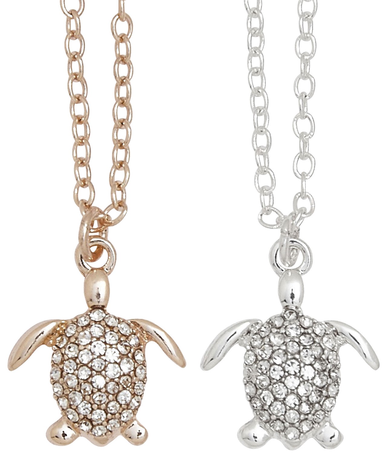Rose Gold And Silver Stone Sea Turtle Necklace Assorted NK2663