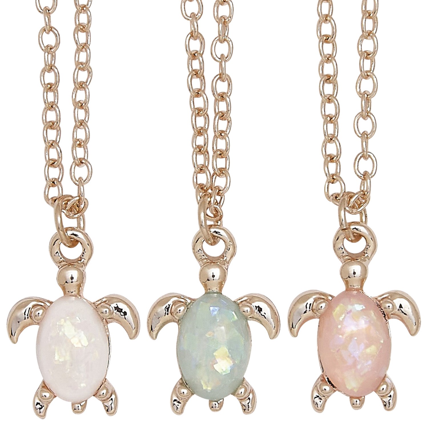 Sparkle Finish Sea Turtle Pendant On Rose Gold Chain Necklace Assorted NK2666