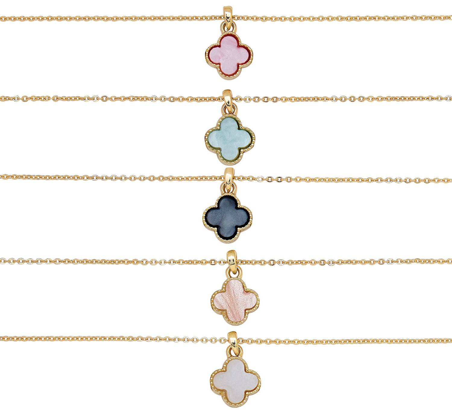 Mini Clover Pendant On Gold Chain Anklet Assorted AK2661