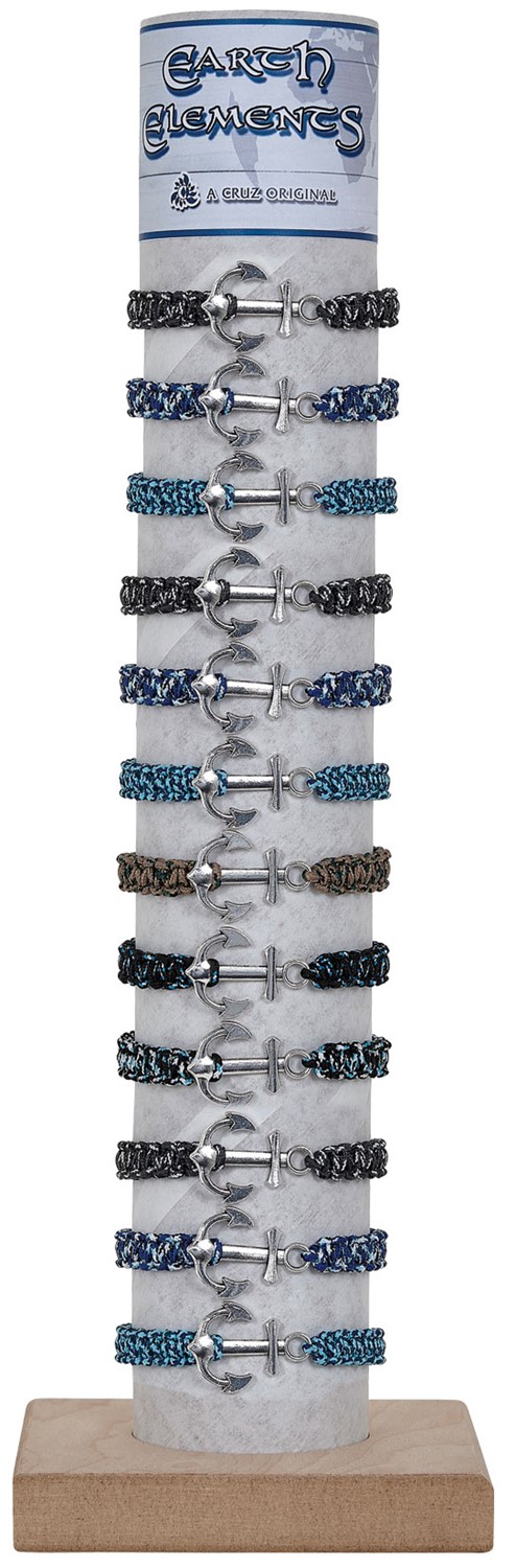 Anchor Pendant On Paracord Slide Knot Bracelet Assorted With Tube & Base ZBR0907-AN-TUBE