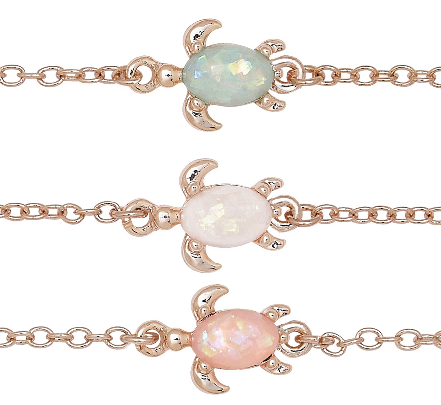 Rose Gold Sparkle Finish Sea Turtle Anklet Assorted AK2666