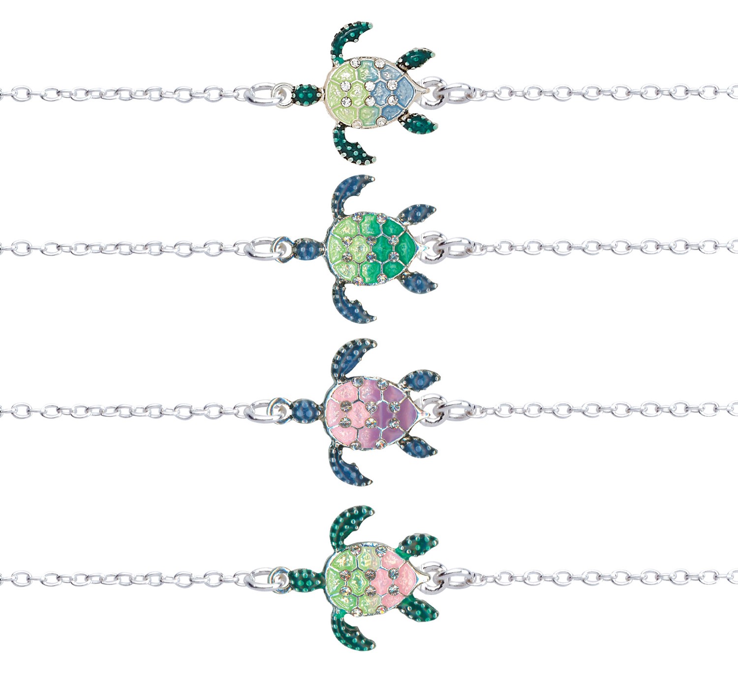 Enamel Sea Turtle With Crystal Stone Anklet Assorted AK2664