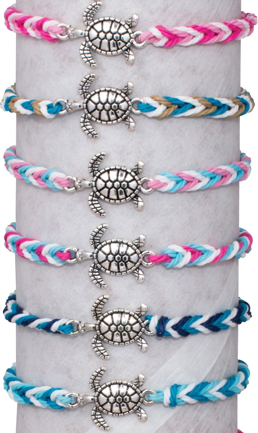 Twist Weave With Silver Turtle Adjustable Slide Knot Bracelet Assorted BR0955