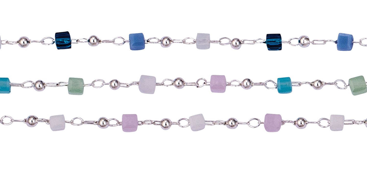 Mini Glass Square Bead Anklet Assorted AK2417