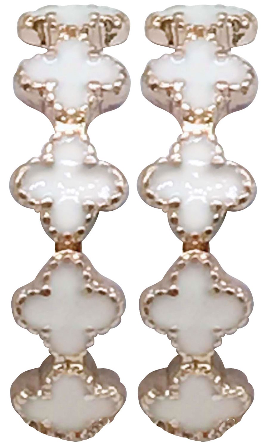 Rose Gold With White Colored Clover Ring Assorted Sizes 7-8-9 R0210-WHITE
