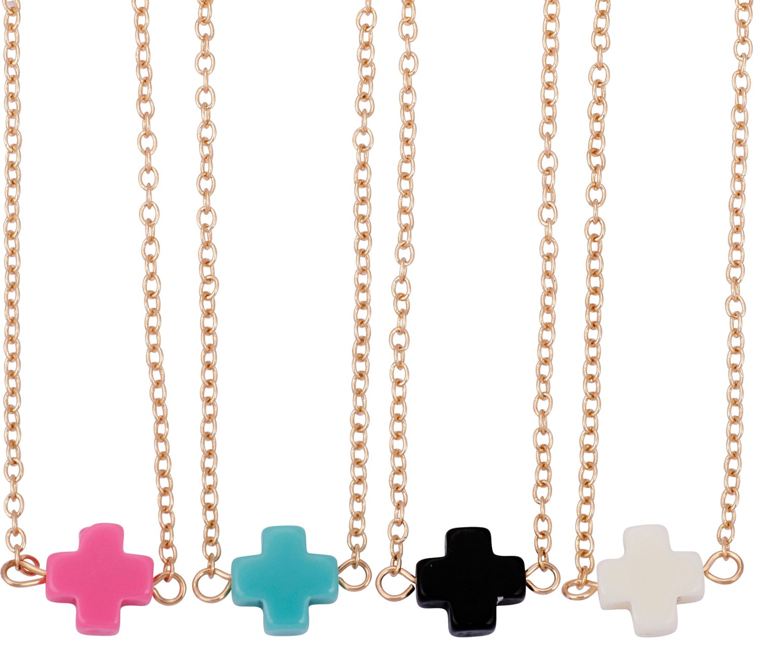Mini Resin Cross on Gold Chain Necklace Assorted NK2668