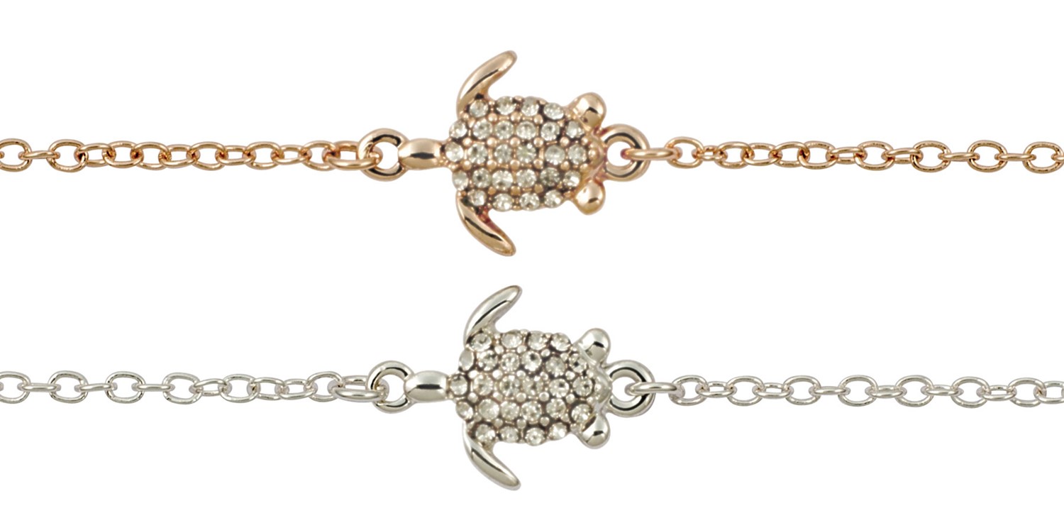 Silver & Gold Rhinestone Sea Turtle Anklet Assorted AK2663