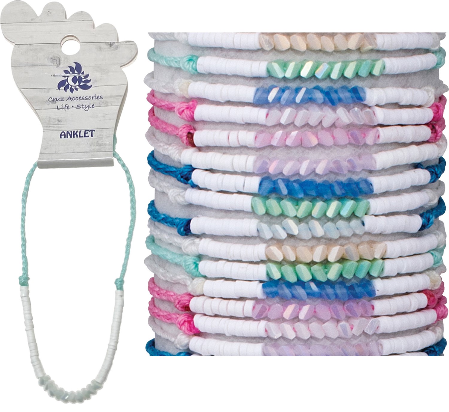 Fimo And Facet Bead Adjustable Anklet Assorted AK0909