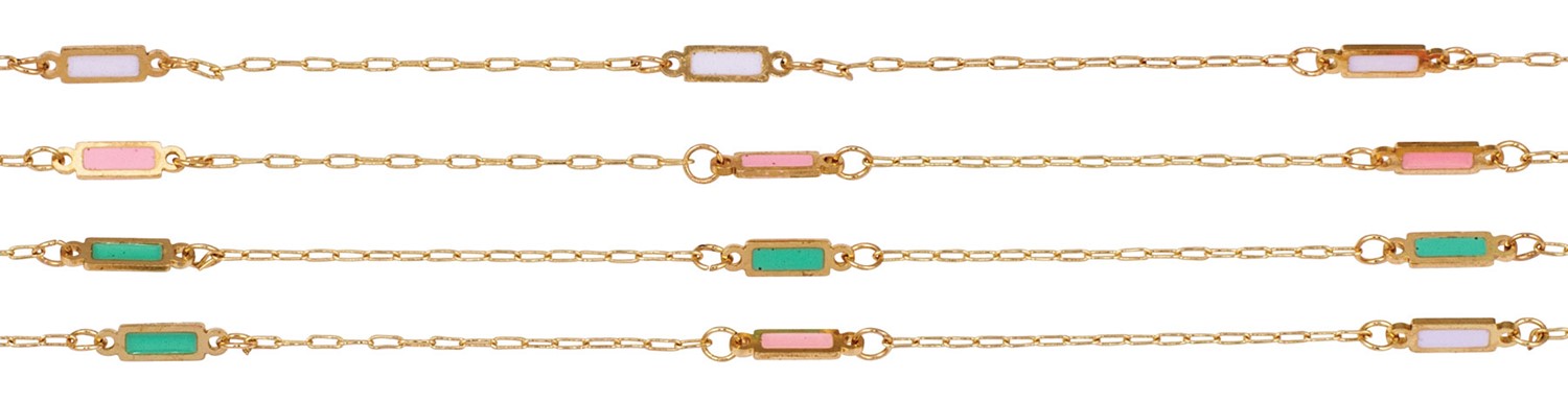 Gold 4 Station Enamel Bar Anklet Assorted AK2672
