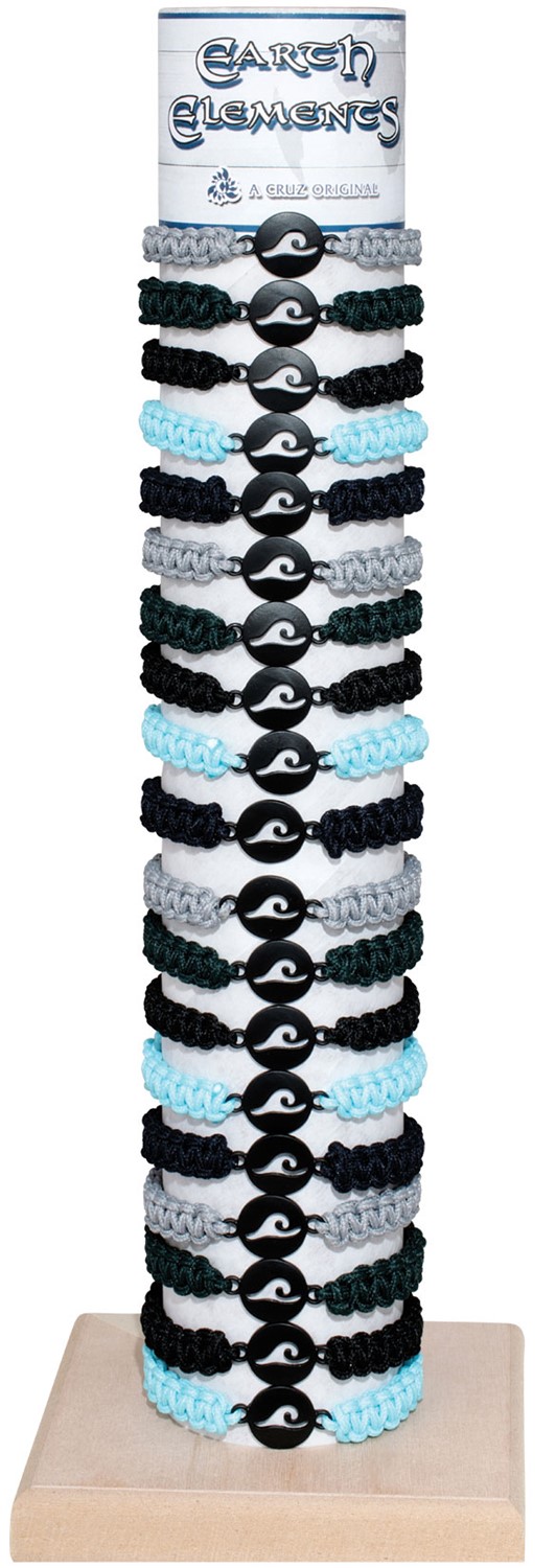 Wave Pendant On Paracord Slide Knot Bracelet Assorted With Tube & Base ZBR0907-WV-TUBE