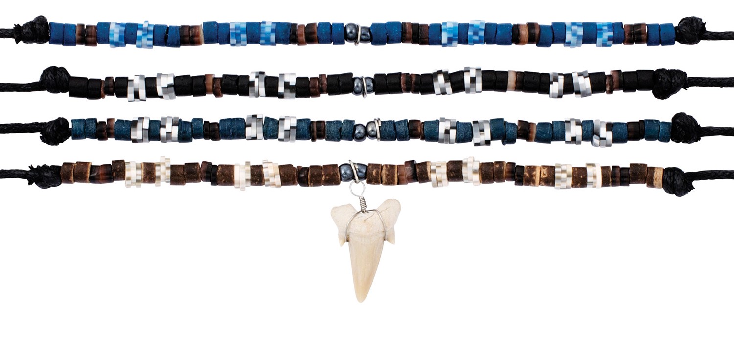 Brown Pin Fimo Adjustable Shark Tooth Necklace ZNK5561