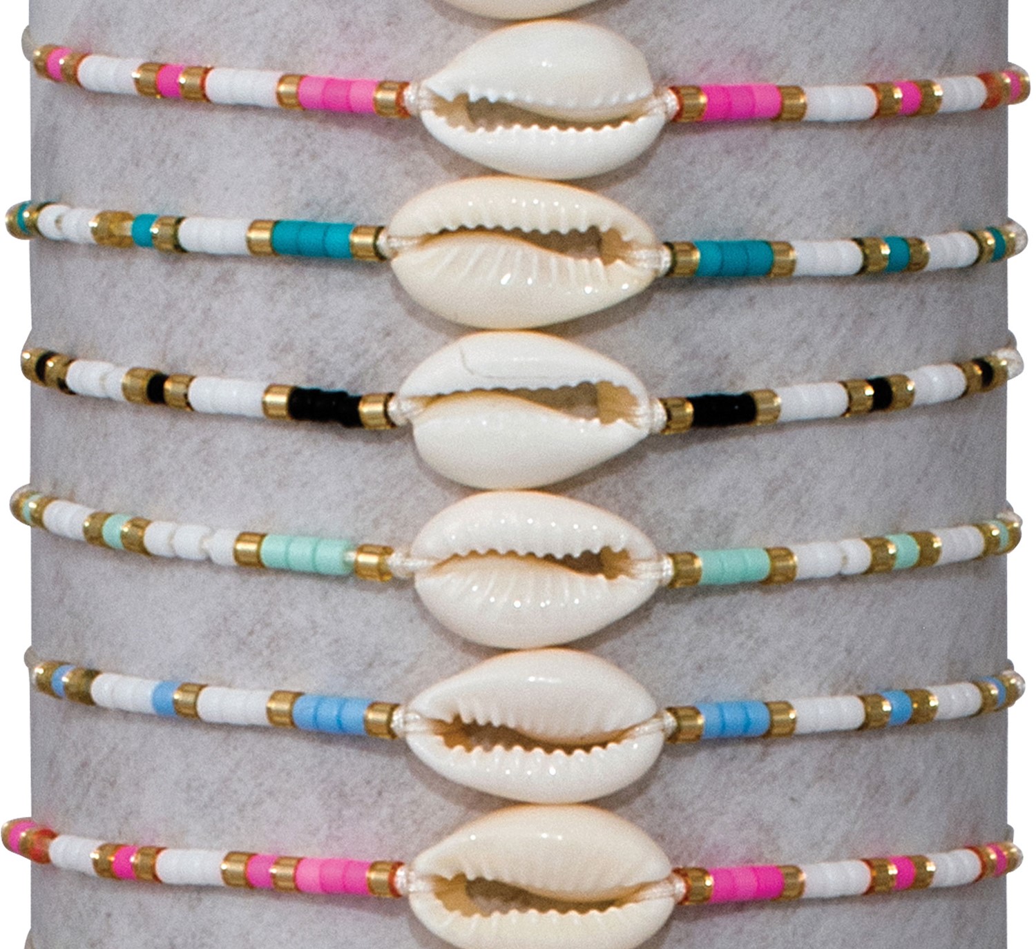 Cowry with Miyuki Bead Adjustable Slide Knot Bracelet Assorted BR1681