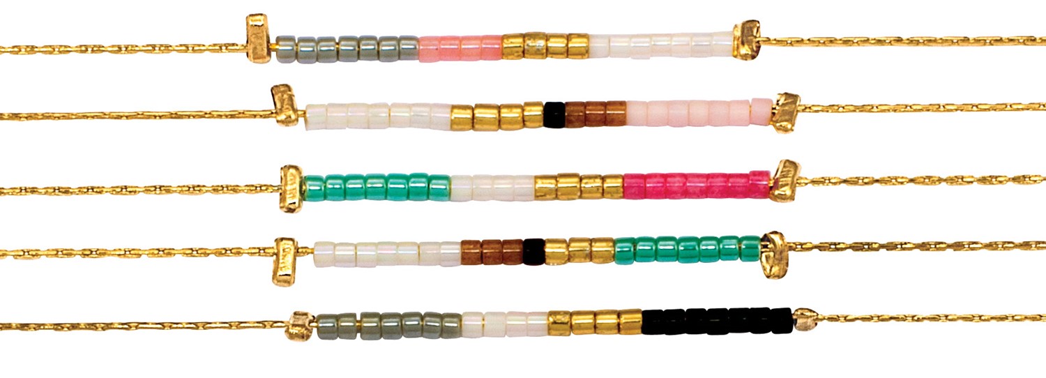 Miyuki Bead on Gold Chain Necklace Assorted NK1841