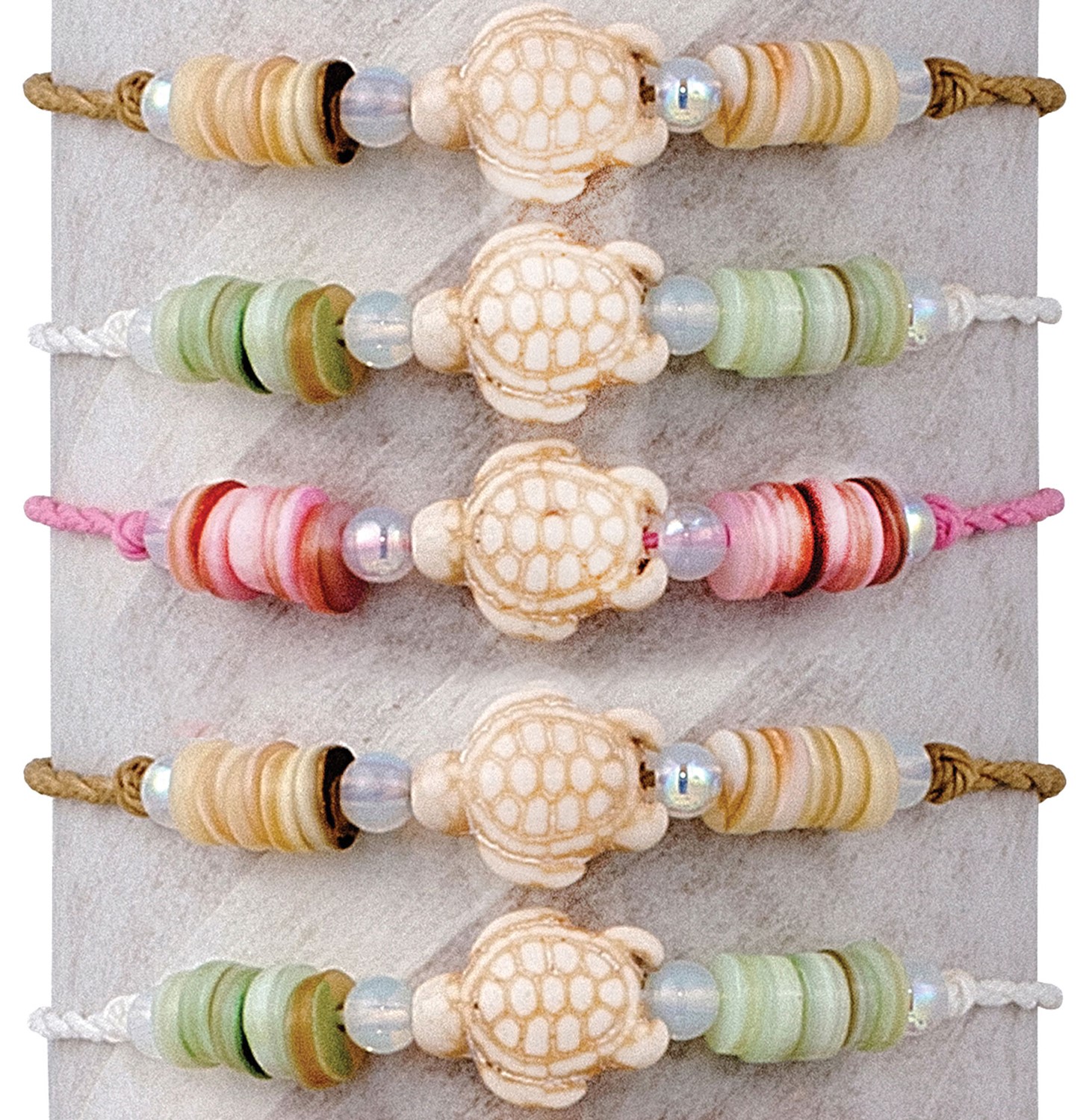 Shell Disc Howlite Turtle Adjustable Slide Knot Bracelet Assorted BR0962