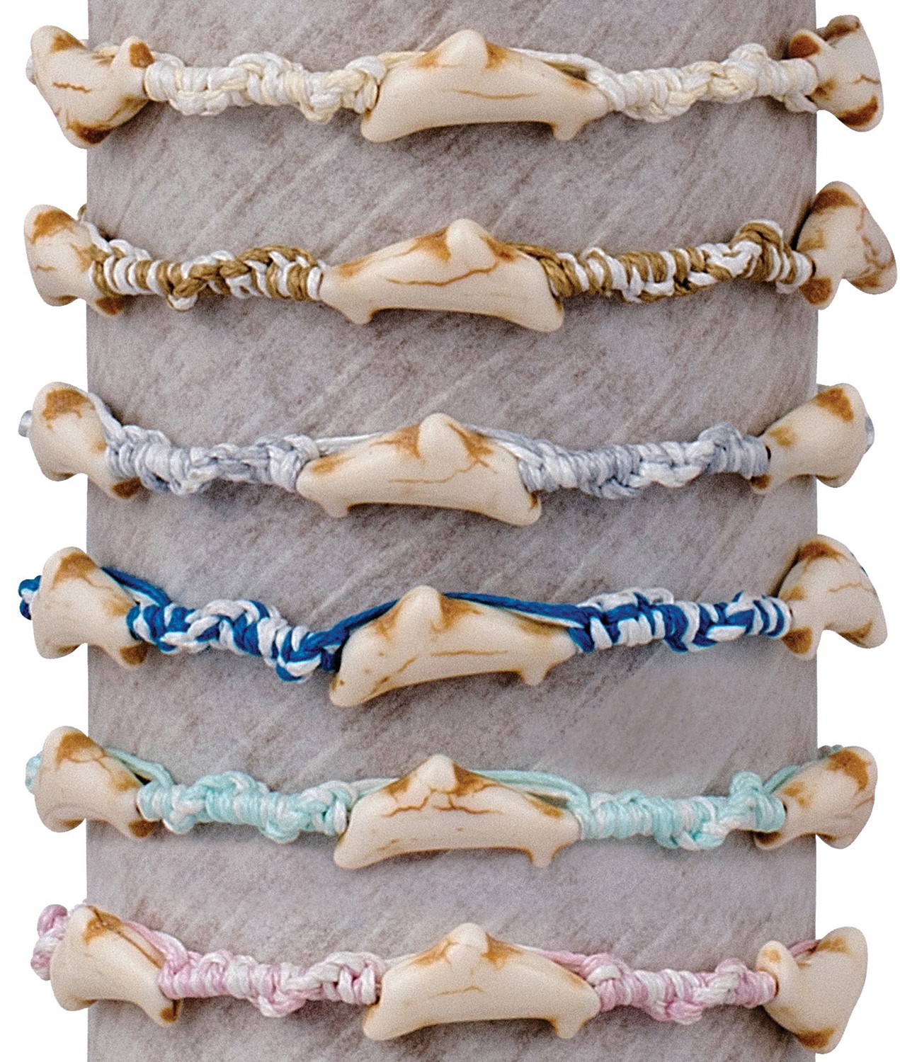 Howlite Dolphin on Twist Macrame Bracelet Slide Knot Bracelet Assorted BR0733-DN