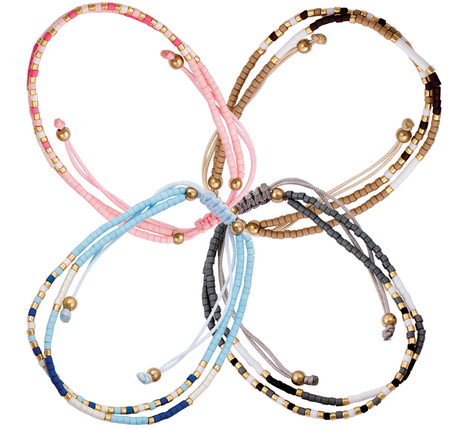 2 Strand Miyuki Bead Adjustable Slide Knot Bracelet Assorted BR0890