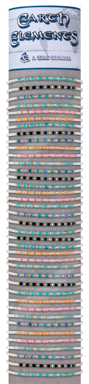Tube Bead With Gold Accent Adjustable Slide Knot Bracelet Assorted W/Tube & Base BR0965-TUBE