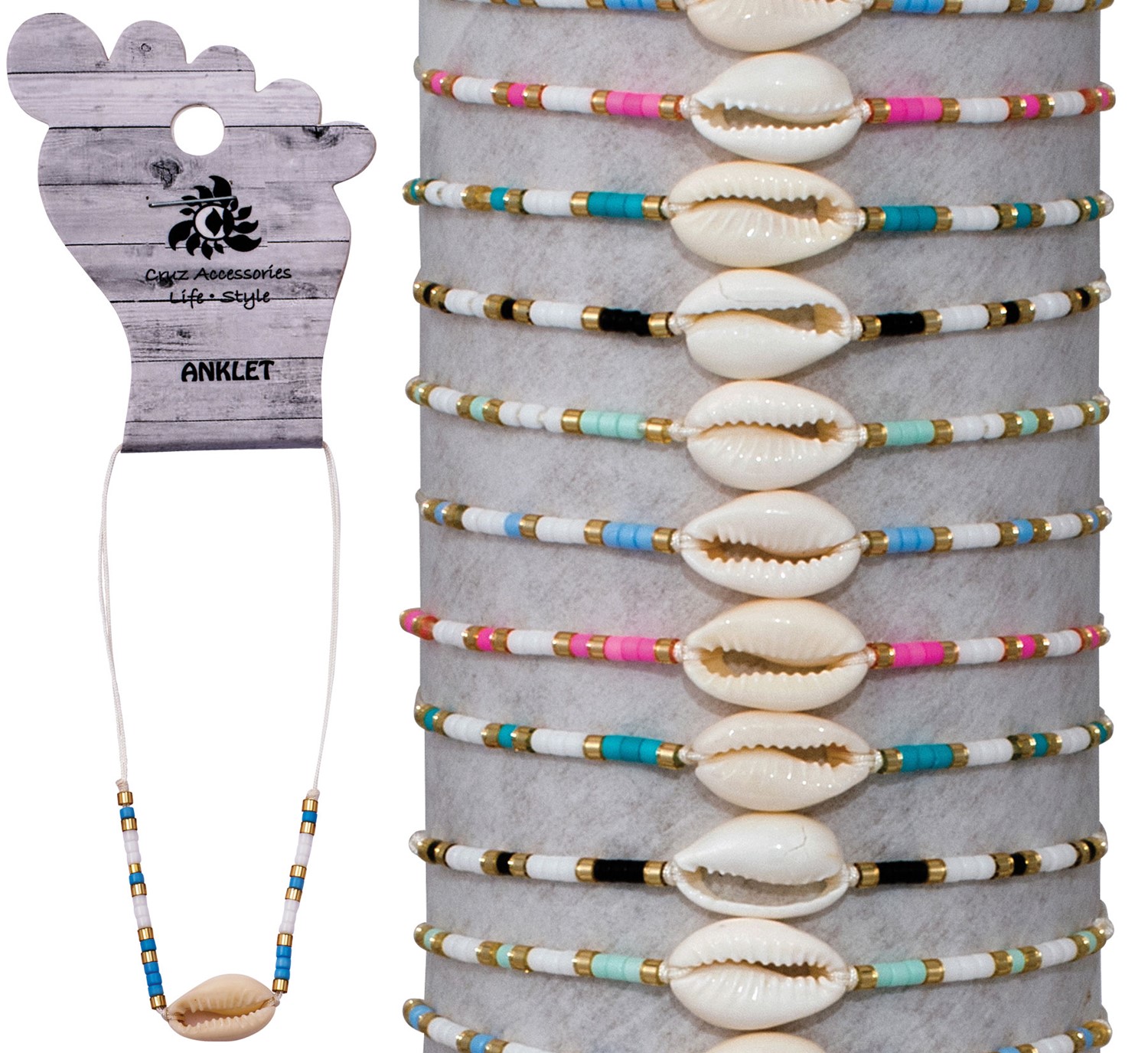 Cowry with Miyuki Bead Anklet Assorted AK1681