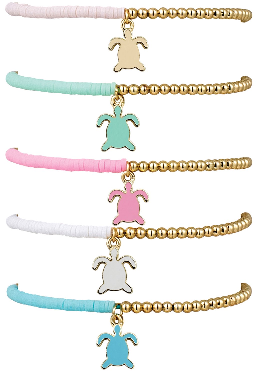 Gold Bead & Fimo With Turtle Pendant Bracelet Assorted BR0921-TU