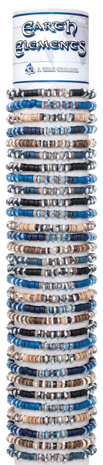 Coco With Heishi & Fimo Disc Adjustable Slide Knot Bracelet Asst W/Tube & Base ZBR5898-TUBE