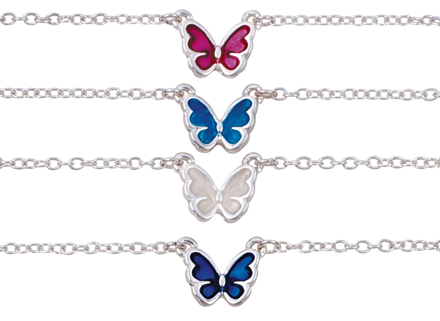 Silver Enamel Floating Butterfly Pendant Anklet Assorted AK2662