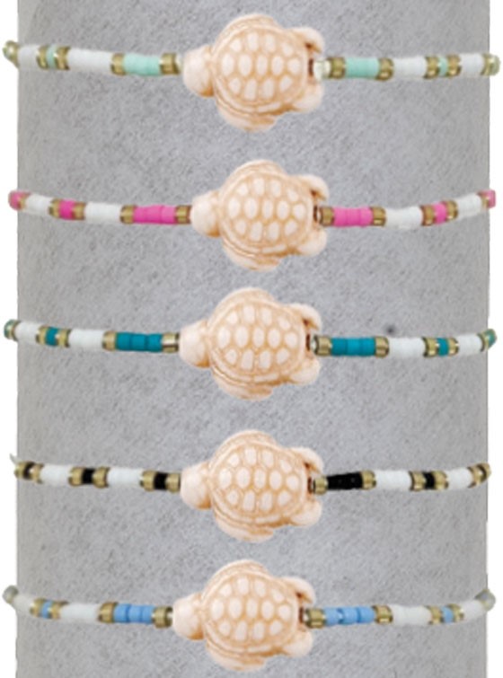 Turtle with Miyuki Bead Adjustable Slide Knot Bracelet Assorted BR0923
