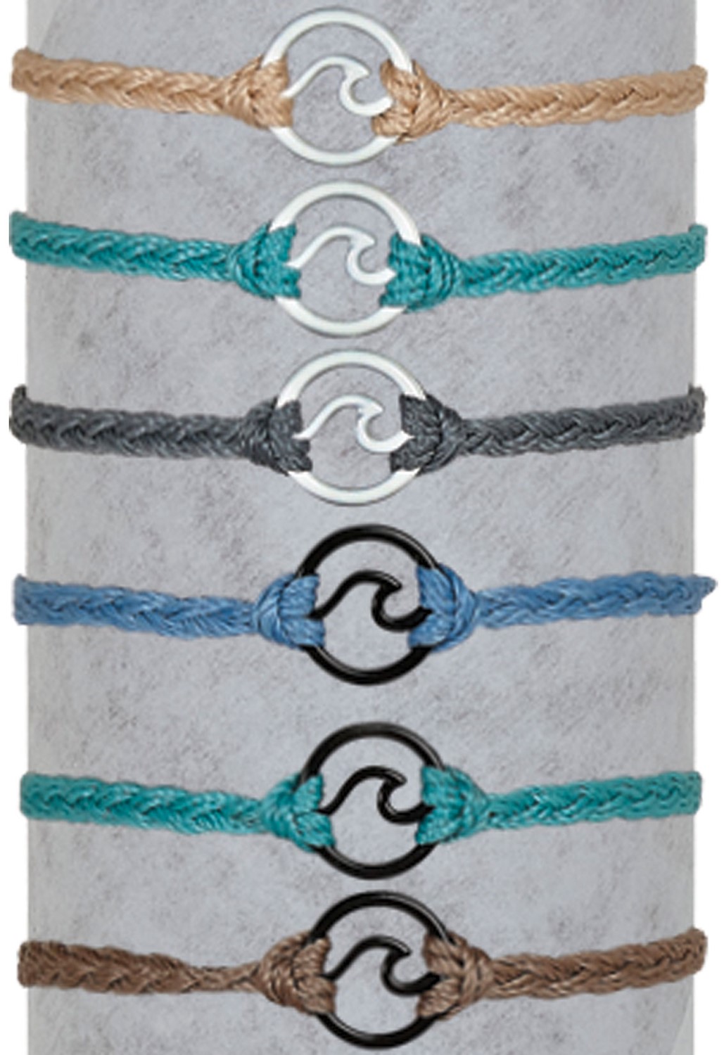 Mini Black & White Wave On Braid Cord Adjustable Slide Knot Bracelet Assorted BR0932