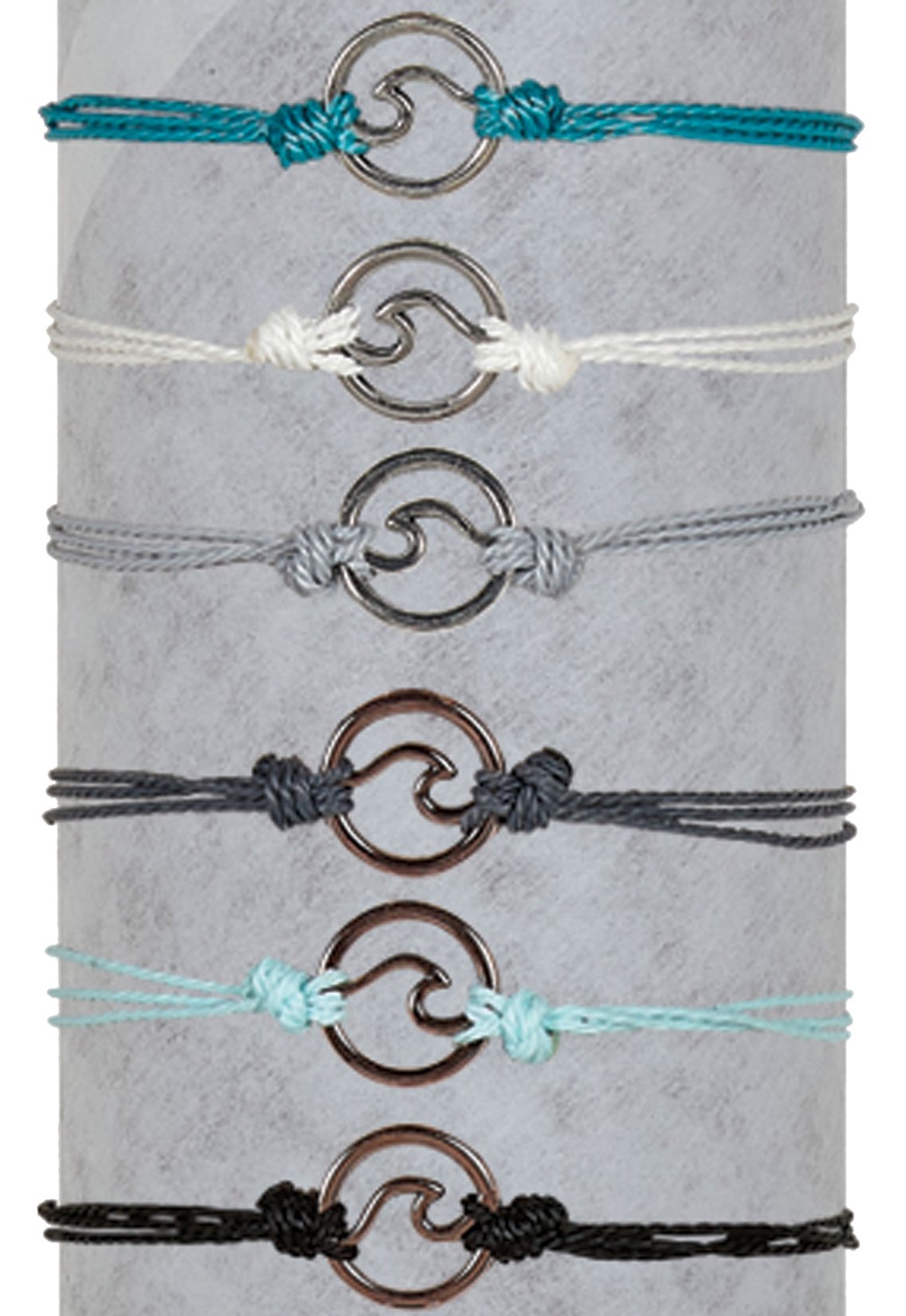 Mini Double Wave Silver & Rose Gold Pendant Adj Slide Knot Bracelet Assorted BR0933