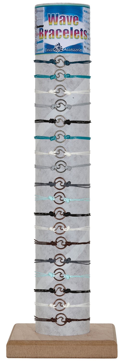 Mini Dbl Wave Silver & Rose Gold Pndt Adj Slide Knot Bracelet Asst W/Tube & Base BR0933-TUBE