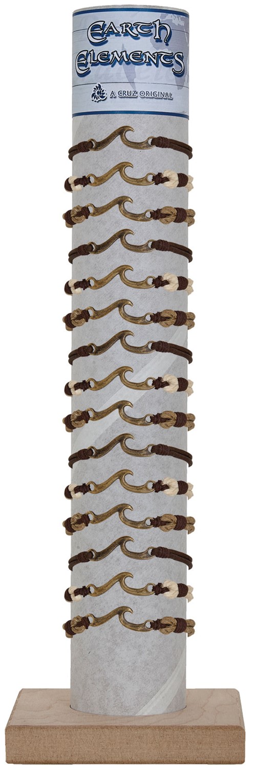 Open Wave Pndt On Leather Hemp & Bleach Cord Slide Knot Adj Bracelet Asst Tube&B ZBR0298-TUBE