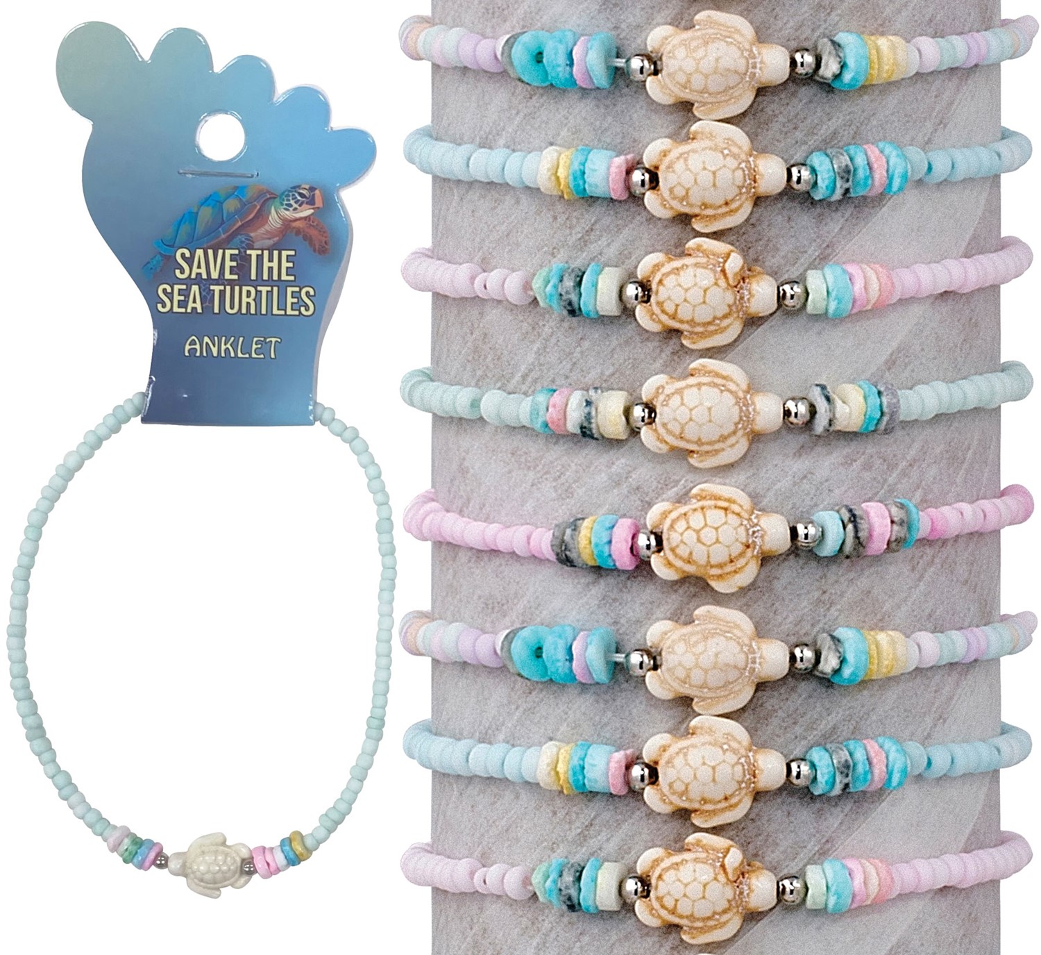 Dyed Litob Howlite Turtle Pendant Assorted Anklet AK1843