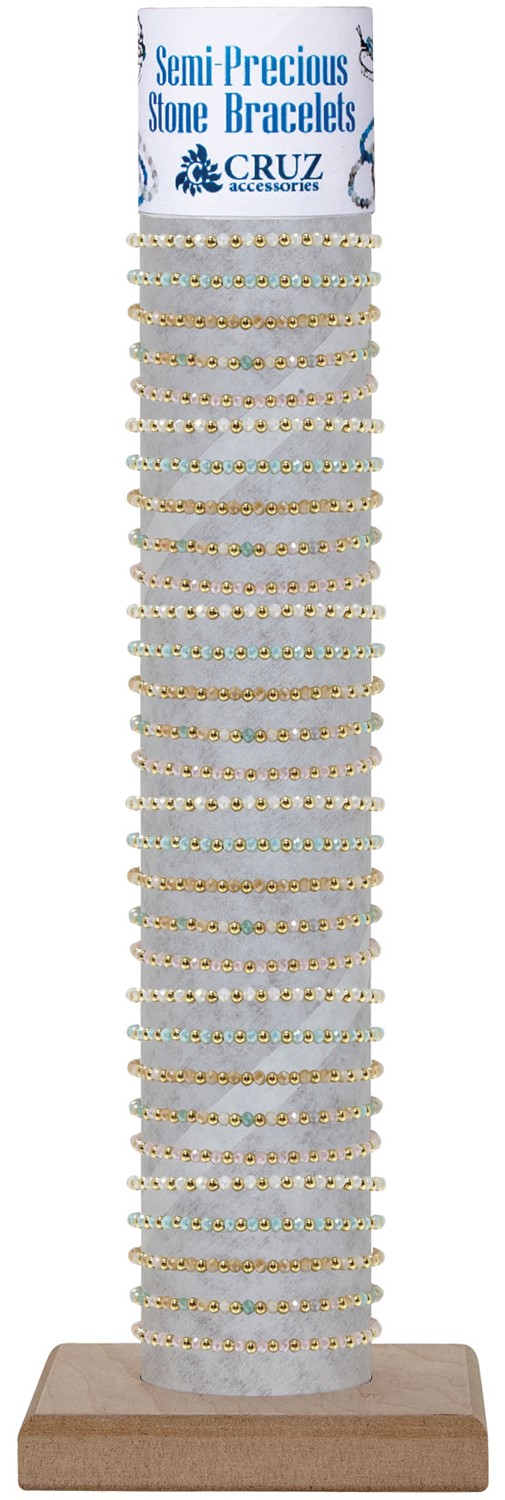 Gold & Facet Bead Slide Knot Adjustable Bracelet Assorted With Tube And Base BR0927-TUBE