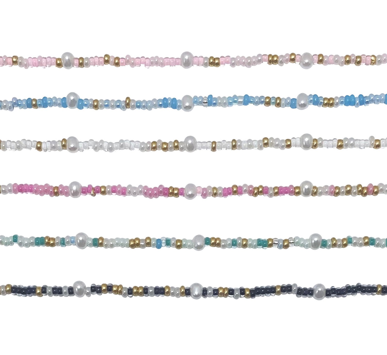 Colored Bead with Fresh Water Pearl Anklet Assorted AK1844