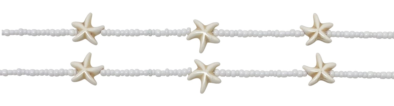 Howlite Starfish Seed Bead Necklace NK1845