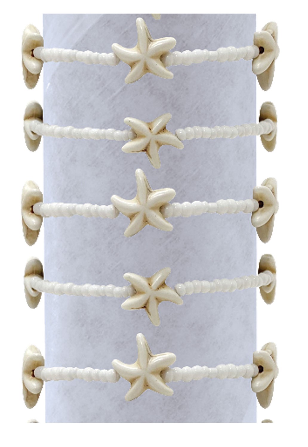 Howlite Starfish Seed Bead Adj. Bracelet BR1845