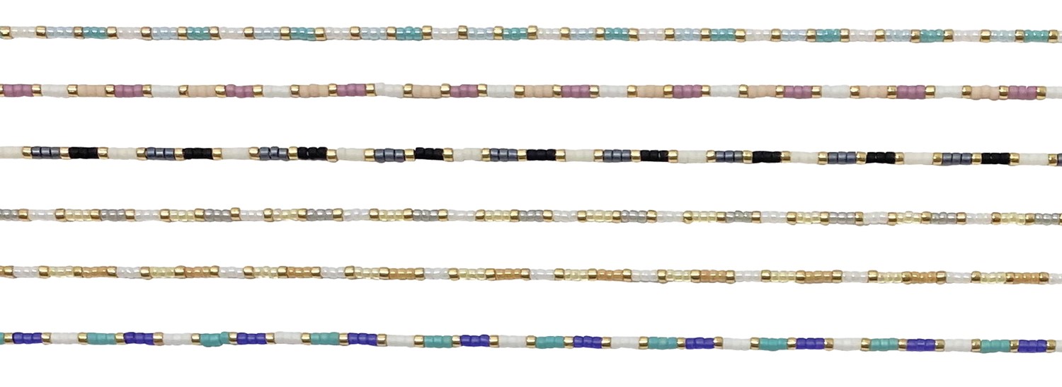 Adj. Miyuki & Gold Bead Anklet Asst'd AK0935