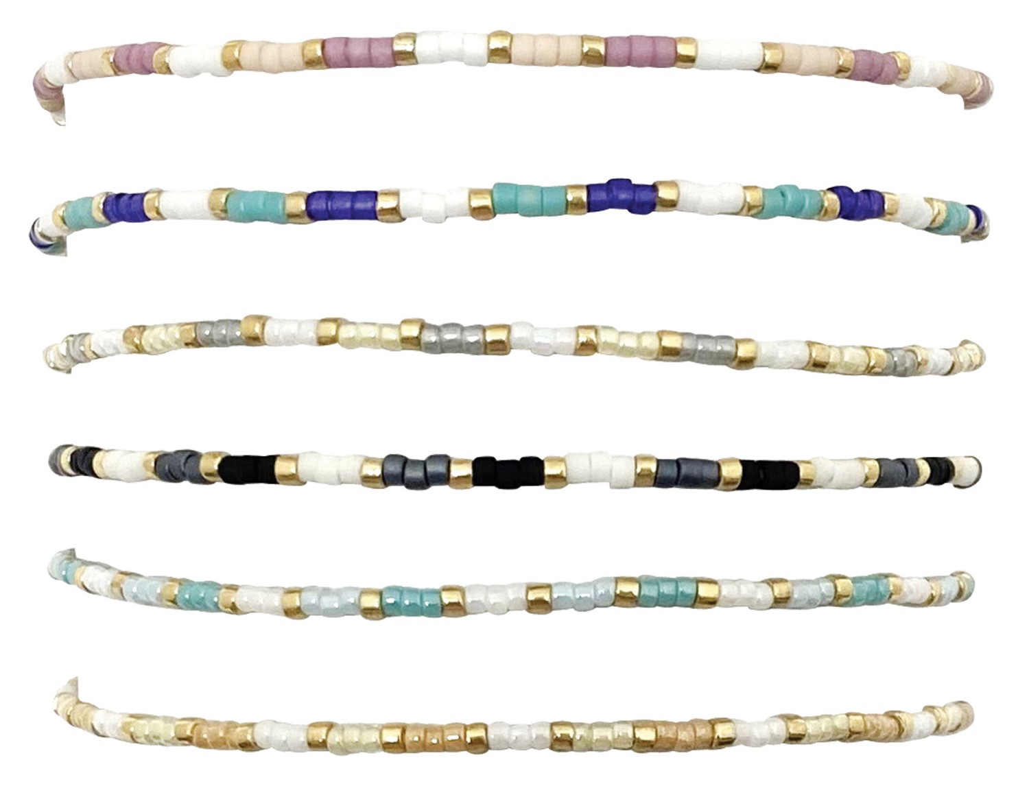 Adjustable Miyuki & Gold Bead Bracelet Asst'd BR0935