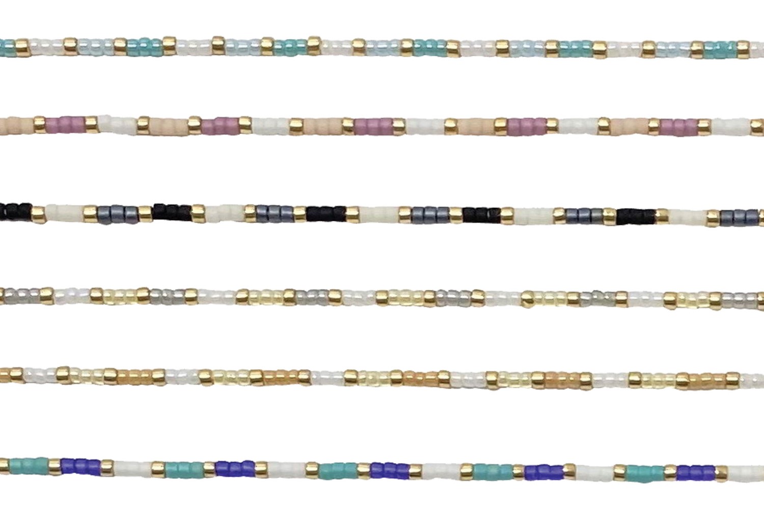 Asst'd Miyuki Bead & Gold Bead Necklace NK0935