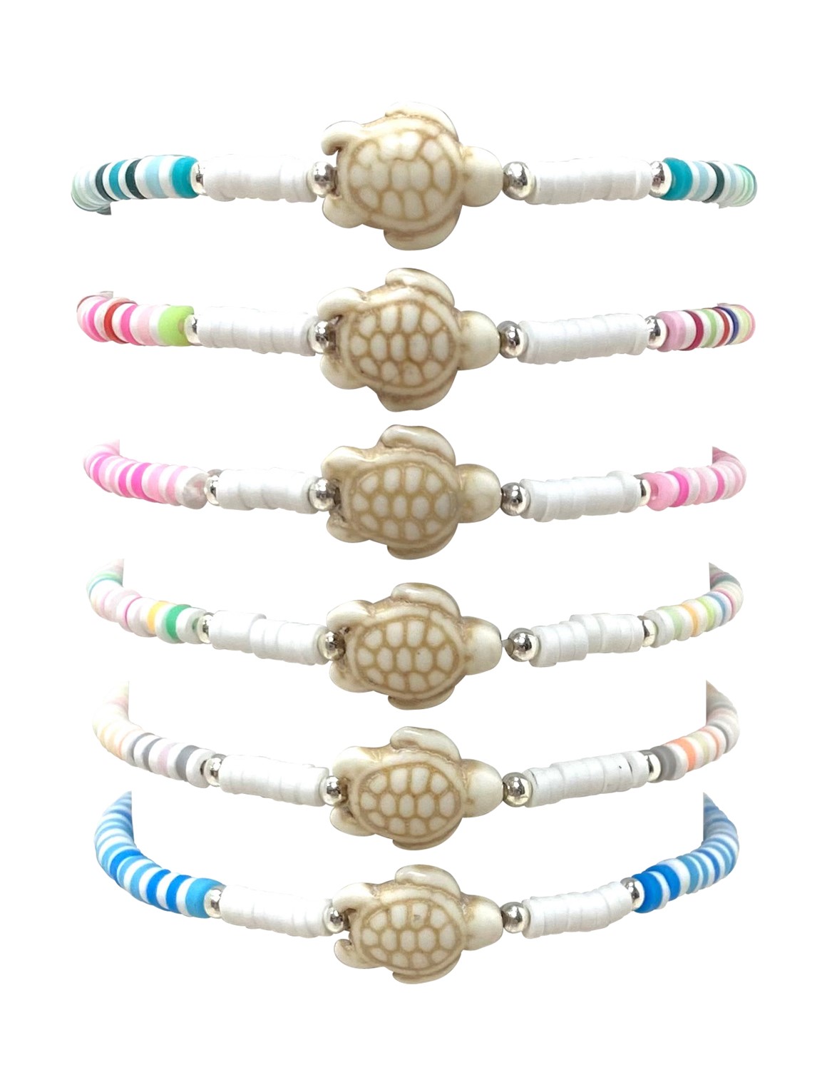 Elastic fimo disc with turtle pendant BR0929