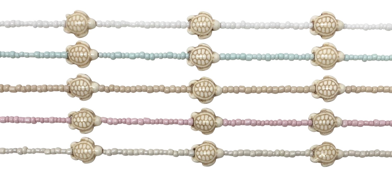 Howlite Sea Turtle Seed Bead Necklace NK1845-TU